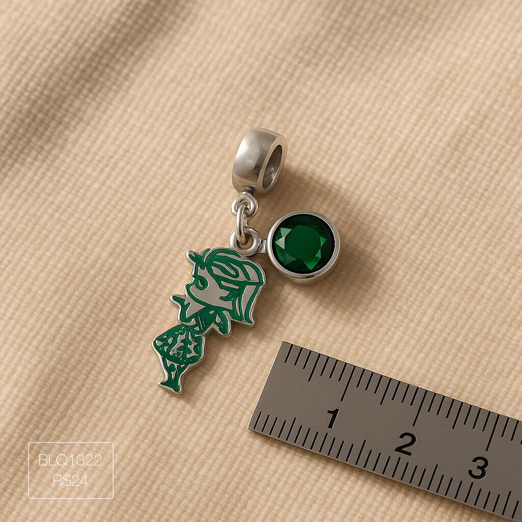 Berloque Divertidamente Nojinho Pendurado Esmaltado Prateado